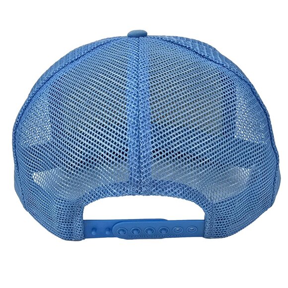 Vtg Puff Print I Got Lei’d In Hawaii Snapback Trucker Hat Blue White Bikini Girl - Picture 3 of 5